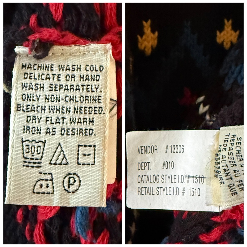 Eddie Bauer 90s Vintage Folk Art Floral Cotton Sweater Made in Hong Kong Size S - Picture 14 of 14